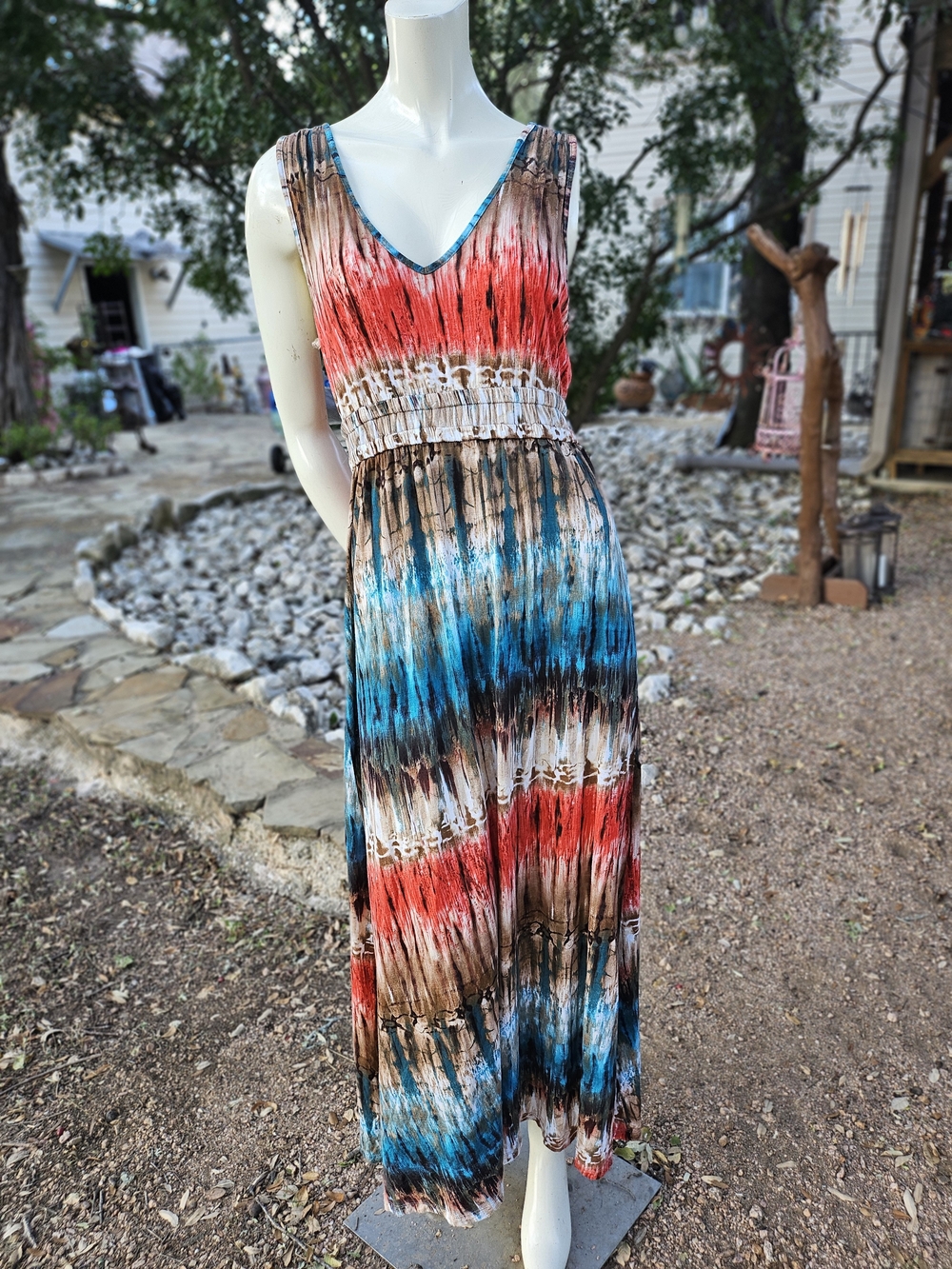 Romeo & Juliet Rayon Colorful Toe Dyed Effect Sleeveless Dress Made in USA M
